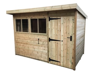 10ft x 8ft Heavy Duty Pent shed in Pressure Treated cladding